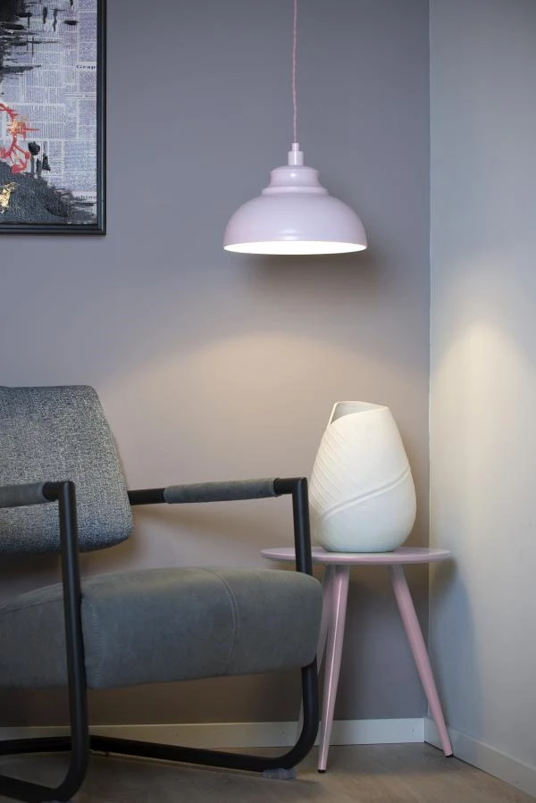 Lucide ISLA - Pendant light - Ø 29 cm - 1xE14 - Pink - ambiance 1